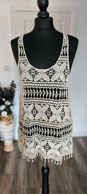 £4 • Buy Influence S/M Crocheted Racer Back Vest Top