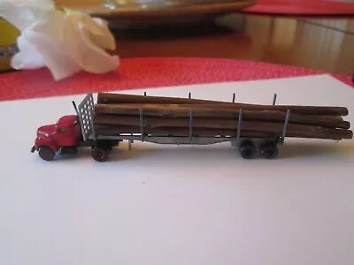 N Scale Detailed Red Semi Tractor & Log Trailer & Logs ..... • $21.99