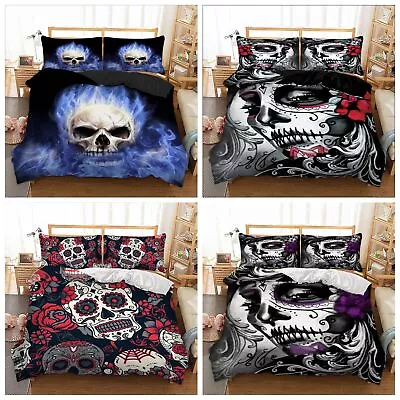 £21.99 • Buy Skull Double Duvet Cover Bedding Set With Pillow Cases Single Double King Size