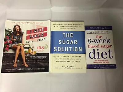 3x Less Sugar Diet Books The Sugar Solution 8-Week Blood Sugar Diet I Quit Sugar • £9.99