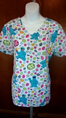   Cookie Monster   Sesame Street Scrub Top Size Medium - Polyester / Cotton • $9.99
