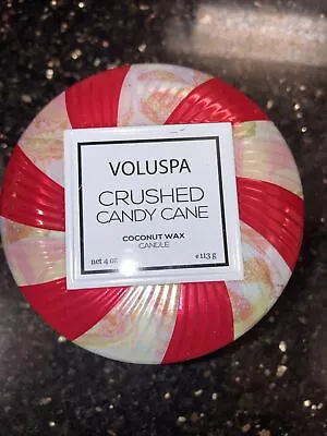 New Voluspa Crushed Candy Cane Candle 4 Oz Tin Single Wick  Coconut Wax 113 G • $15.99