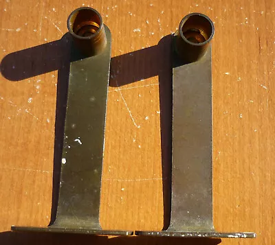 (Pair) Vintage Brass Finish Outside Mount 2-3/8  Curtain Rod Barrel Brackets • $16.85