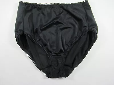 Vintage Vassarette Hi-Cut Brief Panties Women XL Black Satin 48-001 • $15.99