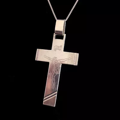 9.5 Gram Big 925 Sterling Cross Pendant Necklace Vintage Stamp Hallmarked '925' • $22.78