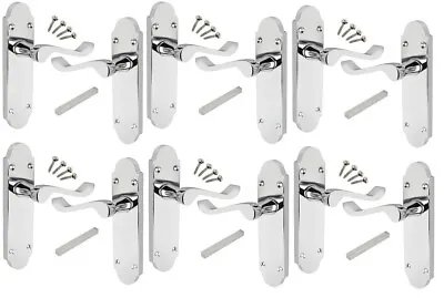 £29.99 • Buy 6 Pack Of Shaped Scroll Polished Chrome Door Handles 168mm X 42mm SALE PRICES