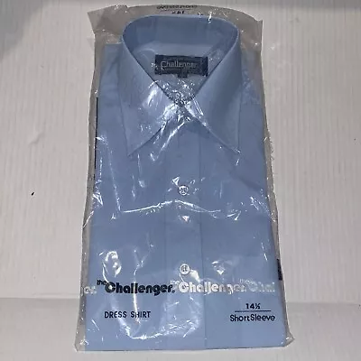 NOS Vtg 70s 80s Blue Challenger Short Sleeve Dress Shirt SZ 14 1/2 S Kmart NEW • $34.17
