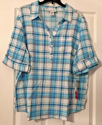 Cathy Daniels 1x Women's Plaid Top Shirt Blouse 1X • $23