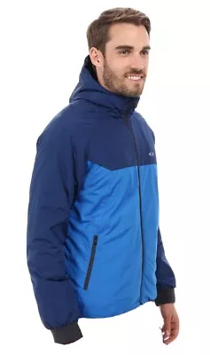 New Oakley Hooded Jacket Water Repellent Skiing Snowboarding Blue Size Medium • $53.99