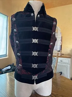 Shrine Dominion Military Steampunk Goth  Black Army Pirat Rocker Jacket Vest L • $300