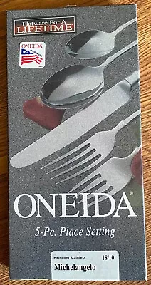 Open Box Oneida Flatware Michelangelo 5 Piece Place Setting Stainless 18/10 USA • $34.99