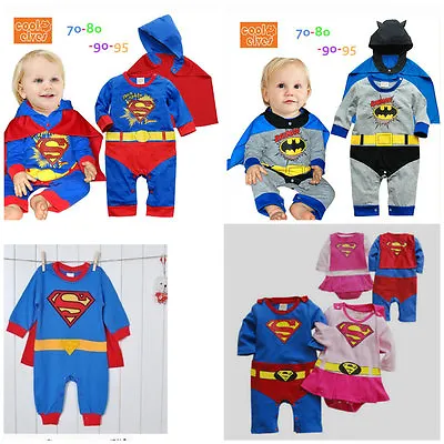 Baby Toddler Fancy Dress Party Superman Costumes Playsuit Jumper Size 0-24m Gift • £13.99