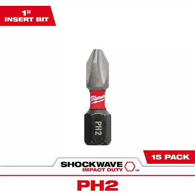 Milwaukee Shockwave Impact Duty #2 X 1in. Phillips Insert Bits 15-Pack Model# • $9.99