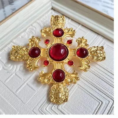 Medieval Vintage Flower-shaped Glass Brooch Antique Replica Atmosphere • $7