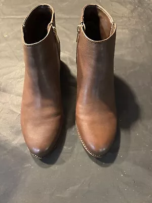 Antonio Melani Brown Leather Zipper Ankle Boots 8M • $20.99