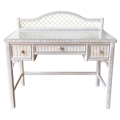 $625 • Buy Boho Chic Henry Link Wicker Writing Desk And Matching Chair