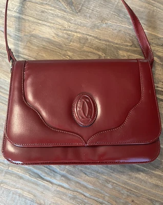 $145 • Buy Auth Cartier Vintage Leather Crossbody/shoulder Bag Preowned Bordeaux Red
