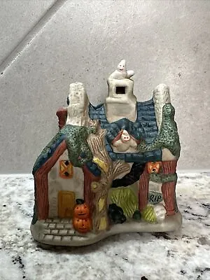 Halloween Haunted Tealight House CANDLE HOLDER Ceramic • $28.65
