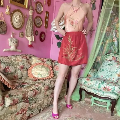 100% Silk Skirt Sz S Or 26” Waist Floral Summer • $36