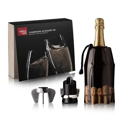 $21.95 • Buy Vacu Vin 3-Piece Champagne Accessory Set W/ Active Cooler, Opener & Saver. NEW