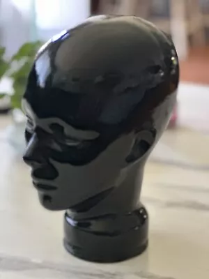 Vintage Pier 1 Black Art Glass Mannequin Head Bust Wig Hat Display Made In Spain • $35