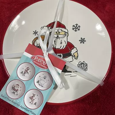 Rudolph Red Nosed Reindeer APPETIZER PLATES  SET OF 4 Christmas Bumble Clarice • $36