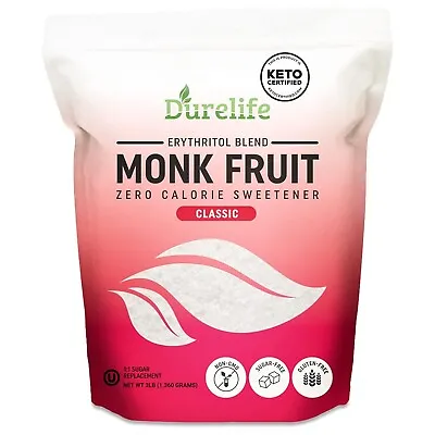 Durelife Monk Fruit Sweetener White Sugar Substitute Classic White - 3 Lb • $23.39