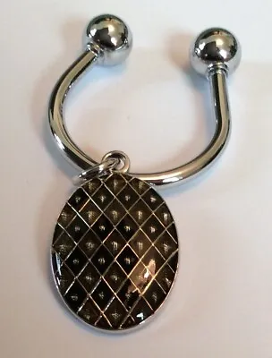 LUXURY Keychain Gray Black Sterling Silver .925 Dolan Bullock Engravable USA • $18