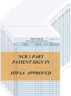 NCR Carbonless 3 Part Patient Sign In Sheets HIPAA Approved And Compliant For Co • $20.99