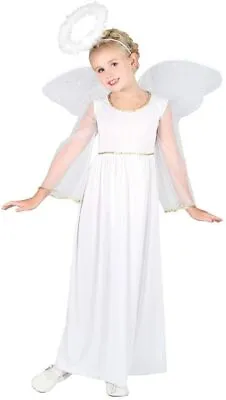 Child Angel Costume Christmas Nativity White Fancy Dress Outfit Halloween Party • £10.95
