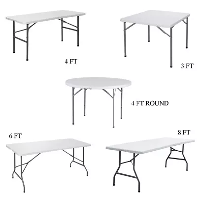 3/4/6/8' Folding Table Plastic Indoor Outdoor Picnic Party Camp Multiple Shapes • $87.58