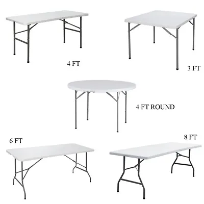 3/4/6/8 Foot Folding Table Portable Plastic Dining Table For Party Camping White • $48.58