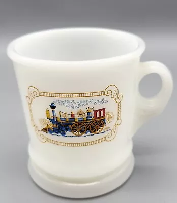 Vintage Avon Milk Glass Shaving Mug Cup Iron Horse Railroad Train Locomotive • $5.99