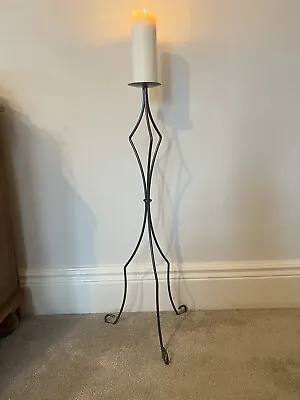 Floor Standing Metal Pillar Candle Holder Grey Gothic Style 35” Tall • £19.99