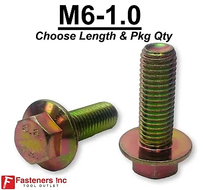 M6-1.0 Grade 8.8 Metric Flange Bolts Yellow Zinc (Choose Length & Qty's)  • $6.61