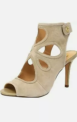 Womens US Size 8 Suede Peep Toe Booties W/Cutout Neutral Khaki • $25