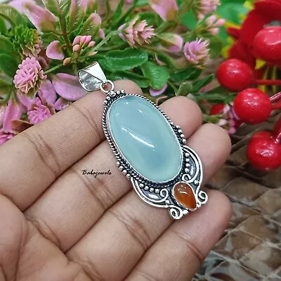 Aquamarine Gemstone Pendant 925 Sterling Silver Pendent Handmade Pendant SC37 • $11.67