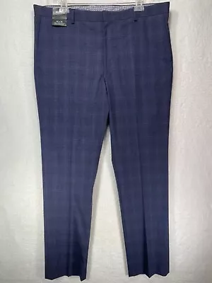 Murano Men's 42X36 Evan Slim Fit Stretch Waistband Pants In Blue Plaid NWT • $19.95