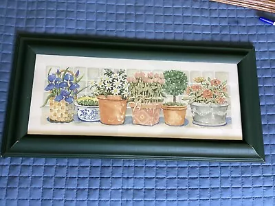 C. Winterle Olson Framed Spring Flower Pot Print 1997 Wall Hanging • $14.50