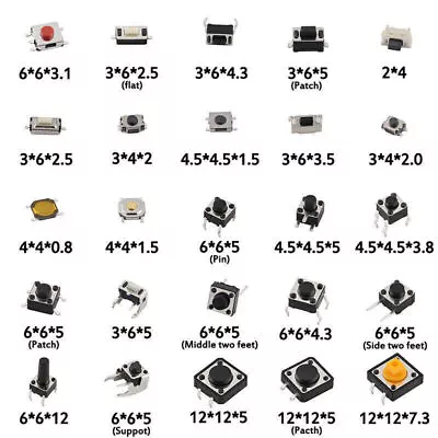 Micro Switch Push Tact Button ON/OFF Touch Button Switch Assortment Kits • $9.86