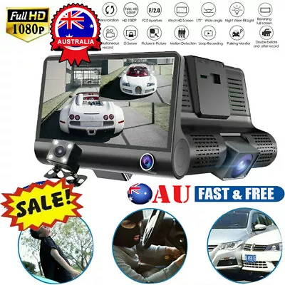 4  Car DVR Dash Cam GPS 3 Lens Front And Rear Video Recorder Camera G-sensor LO • $35.96