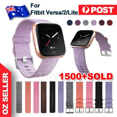 Sport Woven Fabric Wrist Band Classic Stainless Buckle For Fitbit Versa/2/Lite • $3.95