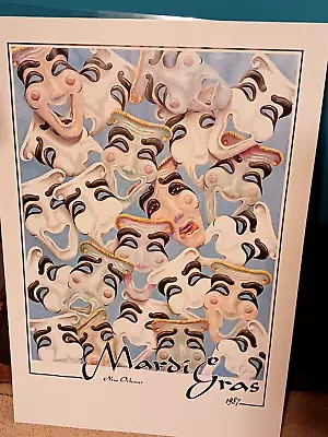 Vintage Mardi Gras Poster Print Theater Masks Comedy And Tragedy 1980's Signed • $23.20