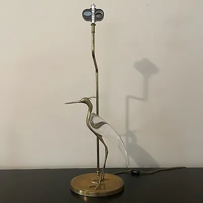 Chapman Crystal And Brass Crane Egret Table Lamp 1985 RARE Good No Shade Finial • $799