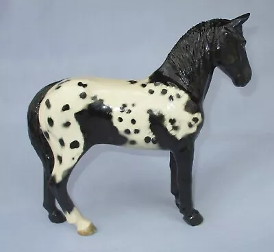 Ceramic Horse Figurine Appaloosa Lenham Pottery England Black Gloss Vintage LG • $79.99