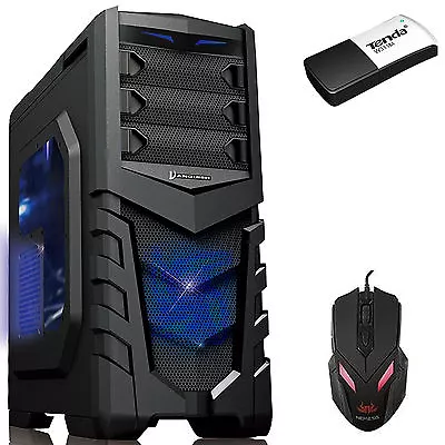 ULTRA FAST AMD Quad Core 8GB 1TB Desktop Gaming PC Computer 4.2Ghz WIFI V BLUE • £396.95