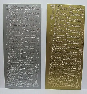 £1.95 • Buy Happy Birthday, Silver, Gold, Peel Off Craft Card Making Sticker Embellish Sheet