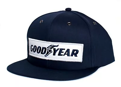 Goodyear Vintage Hat Car Racing Embroidered Flat Navy Cap • $24.95