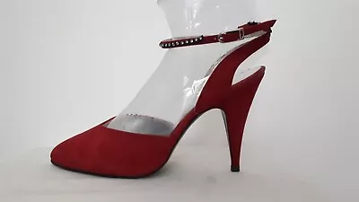 £27 • Buy Bally Shoes Size 3 Red Suede High Heel Diamante Ankle Strap Pointed Toe