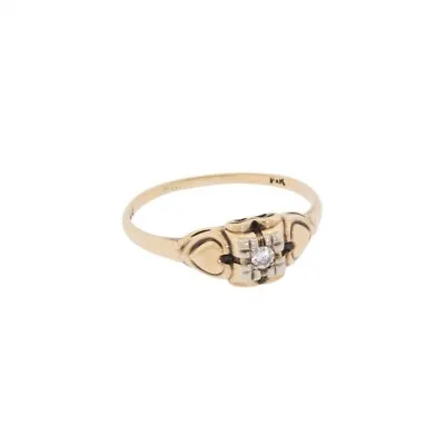 Vintage 14k Gold Mine Cut Diamond Heart Engagement Ring Sz 8.50 • $190.99